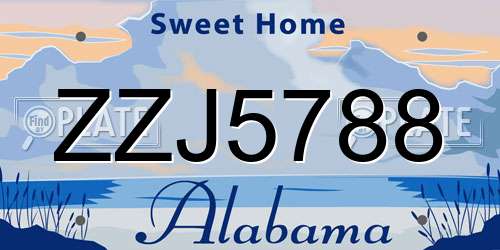 ZZJ5788 Alabama License Plate