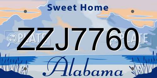 ZZJ7760 Alabama License Plate