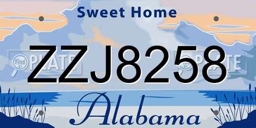 ZZJ8258 Alabama License Plate