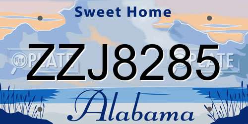 ZZJ8285 Alabama License Plate