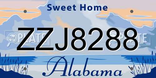 ZZJ8288 Alabama License Plate