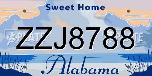 ZZJ8788 Alabama License Plate