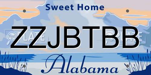 ZZJBTBB Alabama License Plate