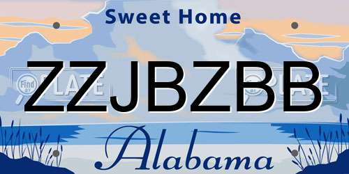 ZZJBZBB Alabama License Plate