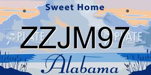 ZZJM97 Alabama License Plate
