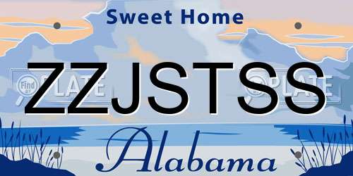 ZZJSTSS Alabama License Plate