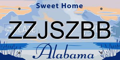 ZZJSZBB Alabama License Plate