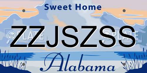 ZZJSZSS Alabama License Plate
