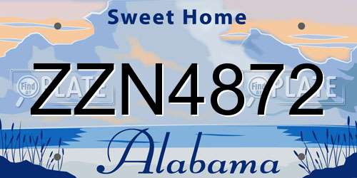 ZZN4872 Alabama License Plate