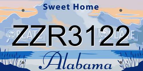 ZZR3122 Alabama License Plate