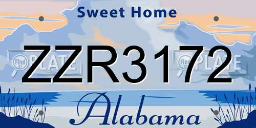 ZZR3172 Alabama License Plate