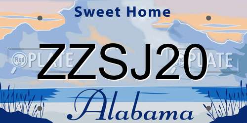 ZZSJ20 Alabama License Plate