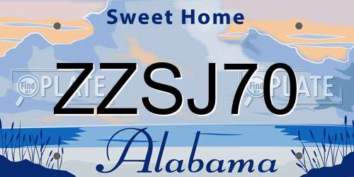 ZZSJ70 Alabama License Plate