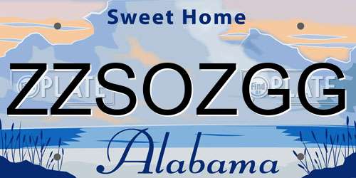 ZZSOZGG Alabama License Plate