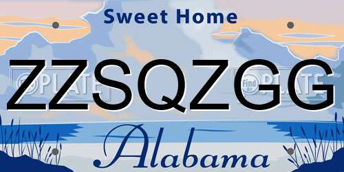 ZZSQZGG Alabama License Plate