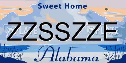 ZZSSZZE Alabama License Plate