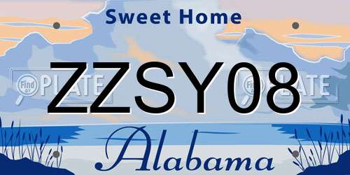 ZZSY08 Alabama License Plate