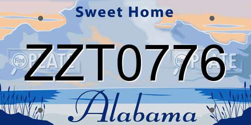 ZZT0776 Alabama License Plate