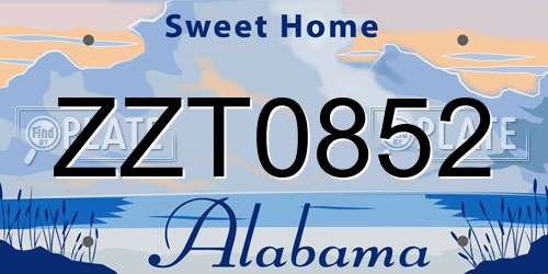 ZZT0852 Alabama License Plate