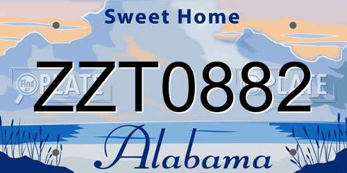 ZZT0882 Alabama License Plate