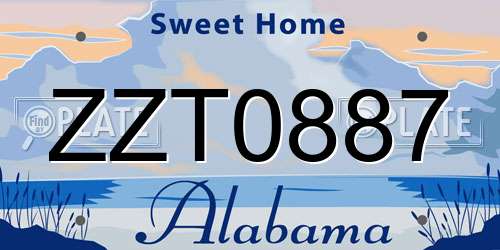 ZZT0887 Alabama License Plate