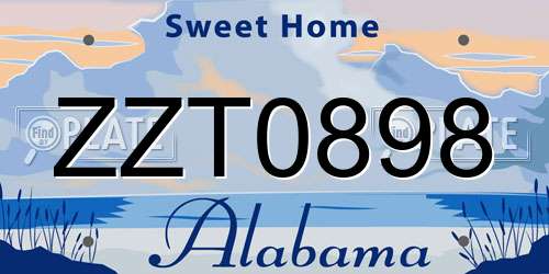 ZZT0898 Alabama License Plate