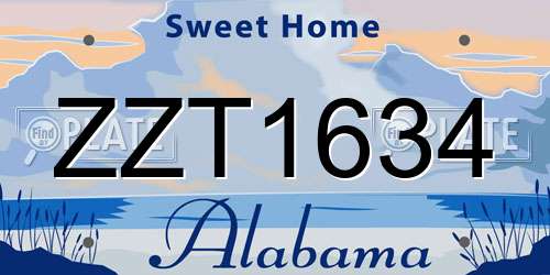 ZZT1634 Alabama License Plate