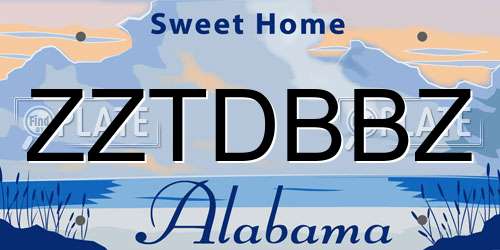 ZZTDBBZ Alabama License Plate