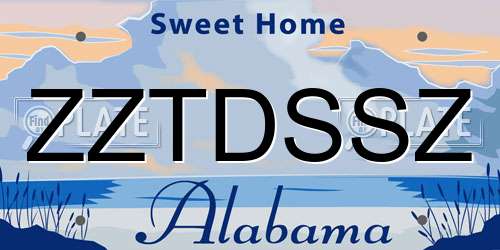 ZZTDSSZ Alabama License Plate