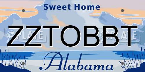 ZZTOBBT Alabama License Plate