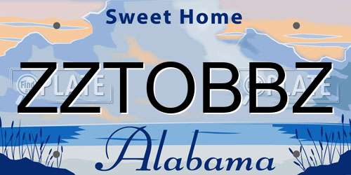 ZZTOBBZ Alabama License Plate