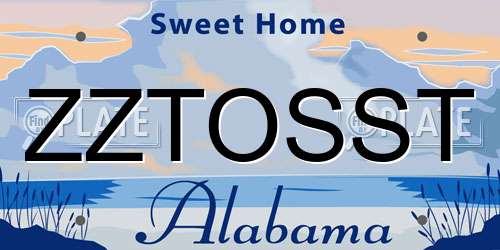 ZZTOSST Alabama License Plate
