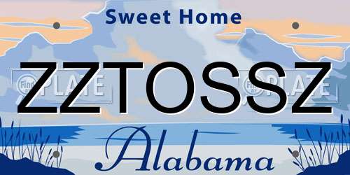 ZZTOSSZ Alabama License Plate