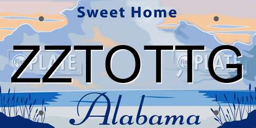 ZZTOTTG Alabama License Plate