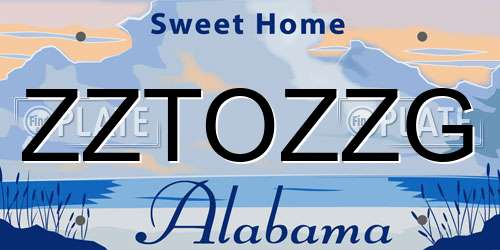 ZZTOZZG Alabama License Plate