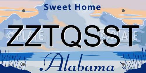 ZZTQSST Alabama License Plate