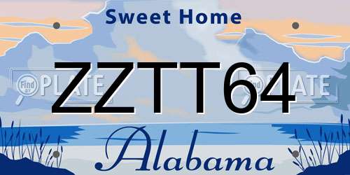 ZZTT64 Alabama License Plate