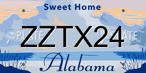 ZZTX24 Alabama License Plate