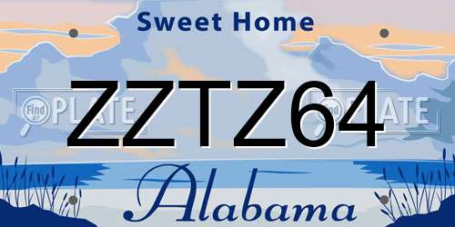 ZZTZ64 Alabama License Plate