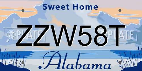 ZZW58T Alabama License Plate