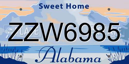 ZZW6985 Alabama License Plate