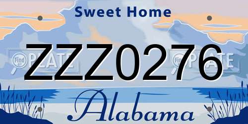ZZZ0276 Alabama License Plate