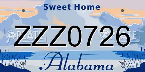 ZZZ0726 Alabama License Plate