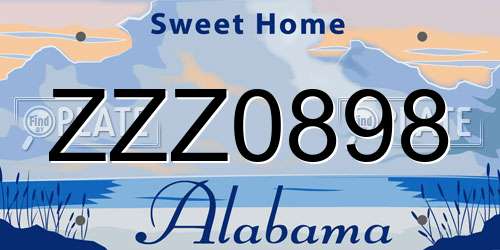 ZZZ0898 Alabama License Plate
