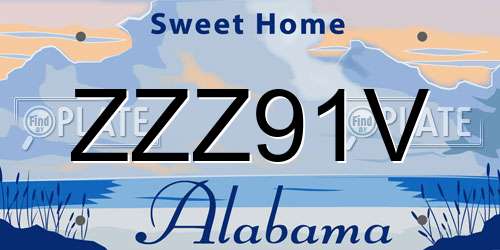 ZZZ91V Alabama License Plate