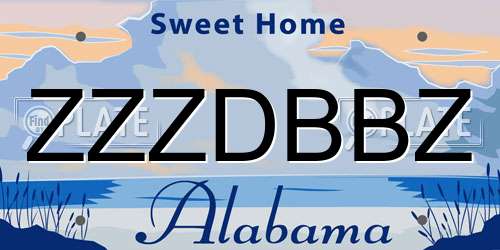 ZZZDBBZ Alabama License Plate