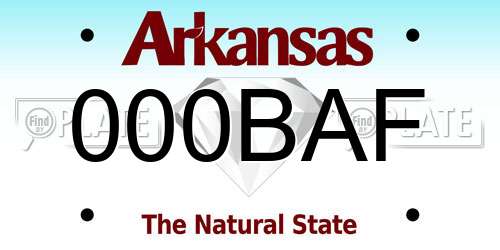 000BAF Arkansas License Plate