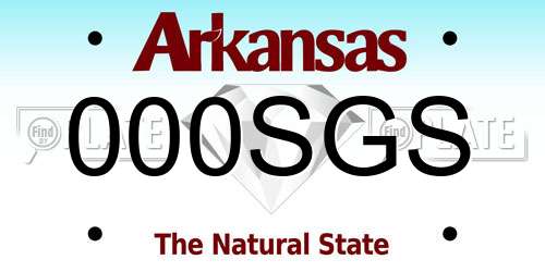 000SGS Arkansas License Plate