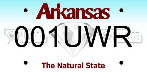 001UWR Arkansas License Plate