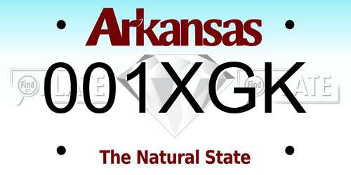 001XGK Arkansas License Plate
